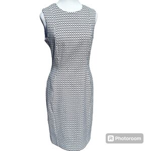 Calvin Klein Womens 8 Jacquard Sheath Dress Black/ White Sleeveless